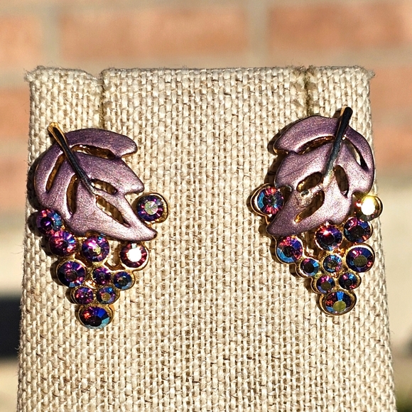 Crystal grape earrings - Picture 1 of 5